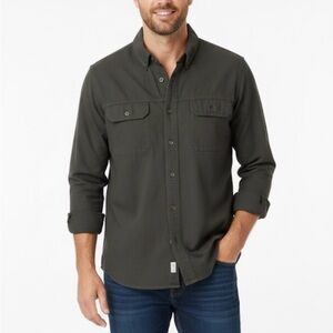 LUCKY BRAND Button Down Collared Shirt, Men’s XL/TG, Dark Gray